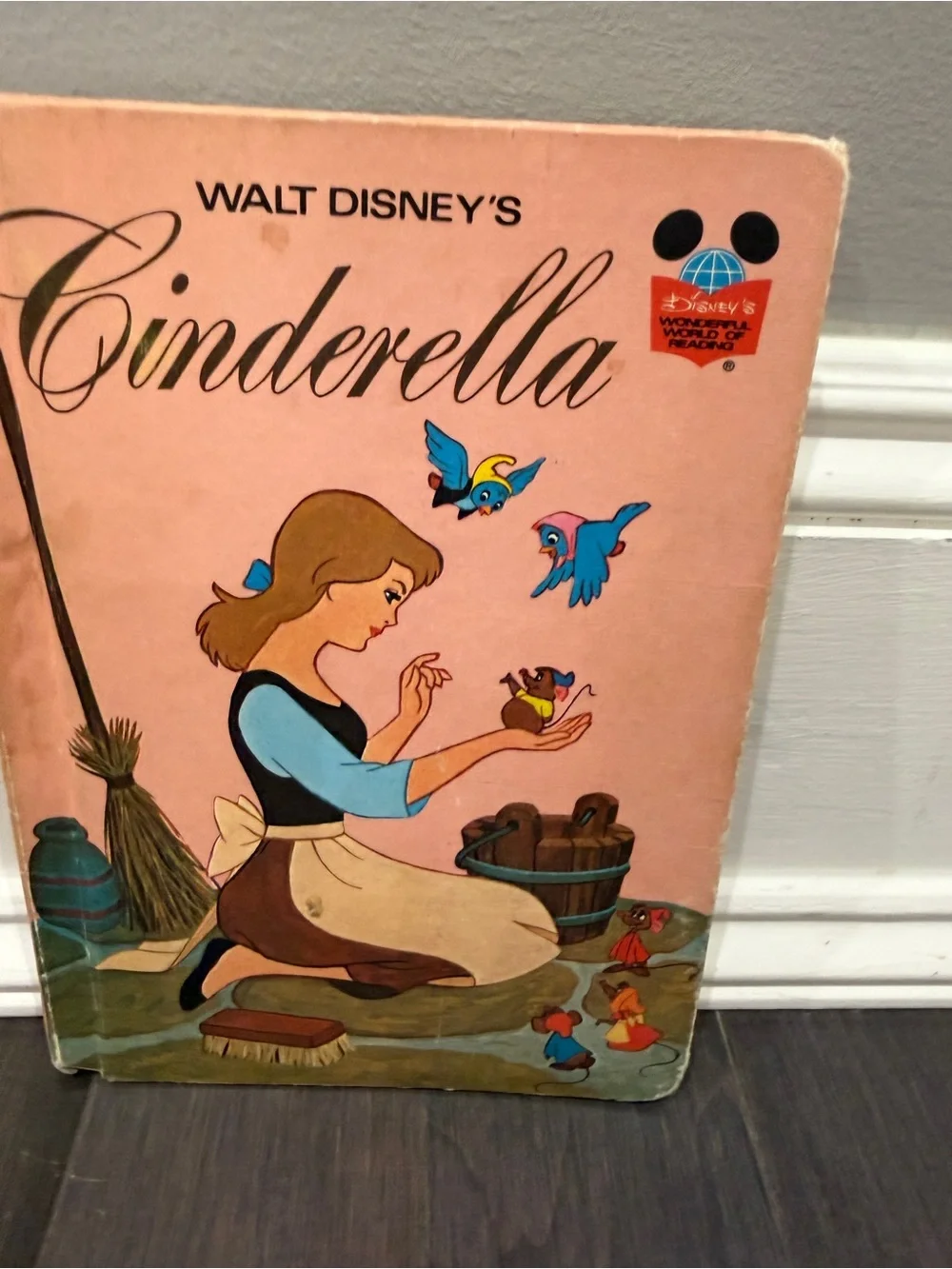 VINTAGE 1974 Disney Cinderella Pink Cover Hardcover Storybook for Kids Book